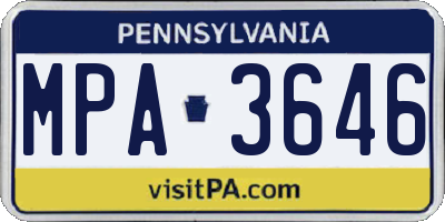 PA license plate MPA3646