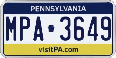 PA license plate MPA3649
