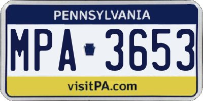 PA license plate MPA3653