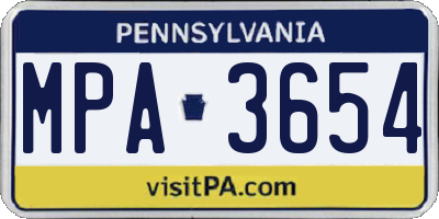 PA license plate MPA3654