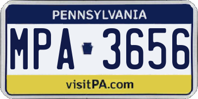 PA license plate MPA3656