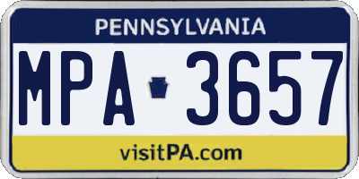PA license plate MPA3657
