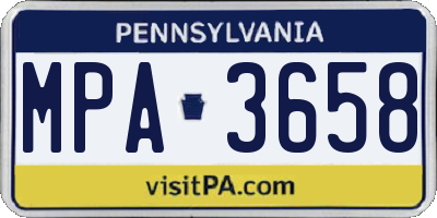 PA license plate MPA3658