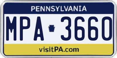 PA license plate MPA3660