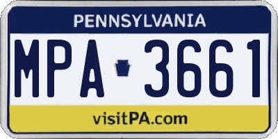 PA license plate MPA3661