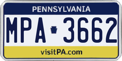 PA license plate MPA3662