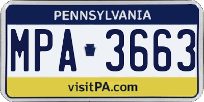 PA license plate MPA3663