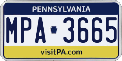 PA license plate MPA3665