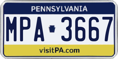 PA license plate MPA3667