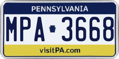 PA license plate MPA3668