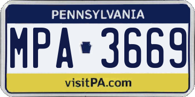 PA license plate MPA3669