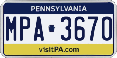 PA license plate MPA3670