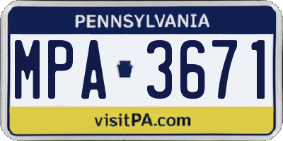 PA license plate MPA3671