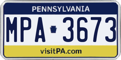 PA license plate MPA3673
