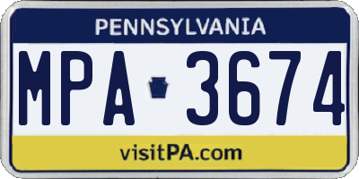 PA license plate MPA3674