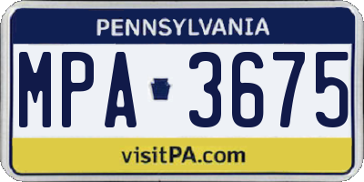 PA license plate MPA3675