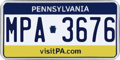 PA license plate MPA3676