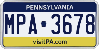 PA license plate MPA3678