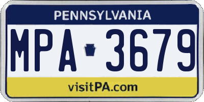 PA license plate MPA3679