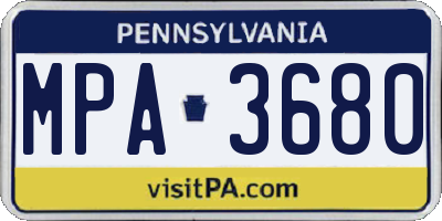 PA license plate MPA3680
