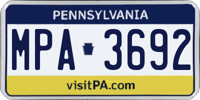 PA license plate MPA3692