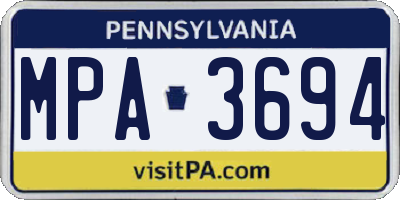 PA license plate MPA3694