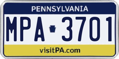 PA license plate MPA3701