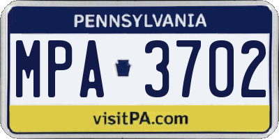PA license plate MPA3702