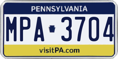 PA license plate MPA3704