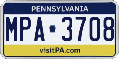 PA license plate MPA3708