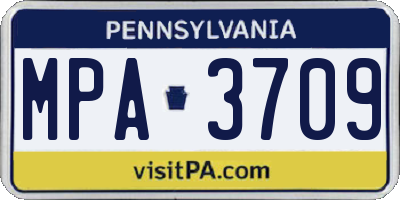 PA license plate MPA3709