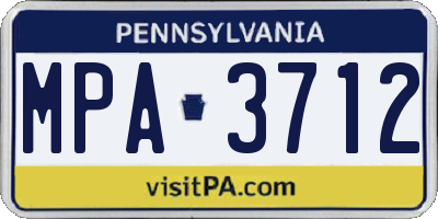 PA license plate MPA3712