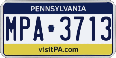 PA license plate MPA3713