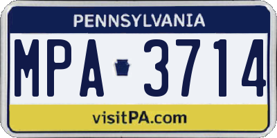 PA license plate MPA3714