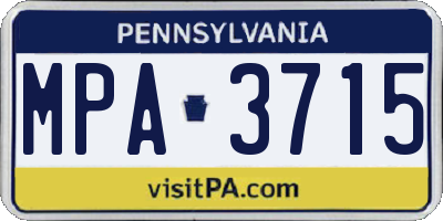 PA license plate MPA3715