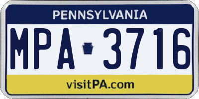 PA license plate MPA3716