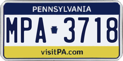 PA license plate MPA3718