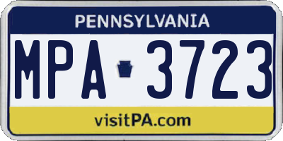 PA license plate MPA3723
