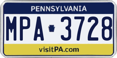 PA license plate MPA3728