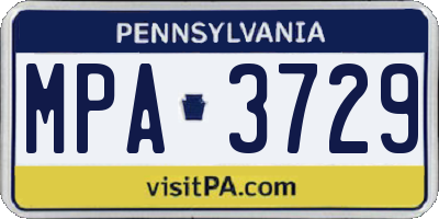PA license plate MPA3729