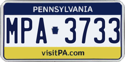 PA license plate MPA3733