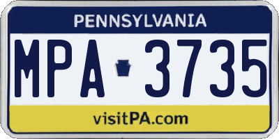 PA license plate MPA3735