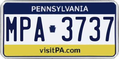 PA license plate MPA3737