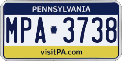 PA license plate MPA3738