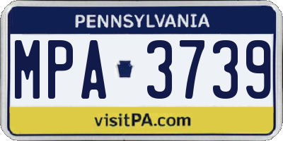 PA license plate MPA3739