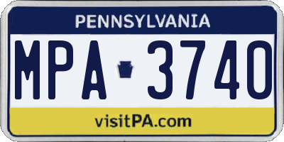 PA license plate MPA3740