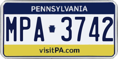 PA license plate MPA3742