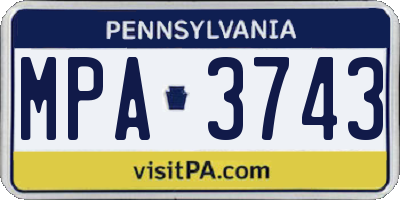 PA license plate MPA3743