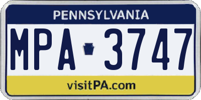 PA license plate MPA3747