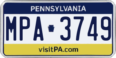 PA license plate MPA3749